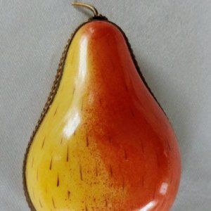 Vintage Limoges Half Pear Trinket Box Hand Painted Porcelain Collectible Unique